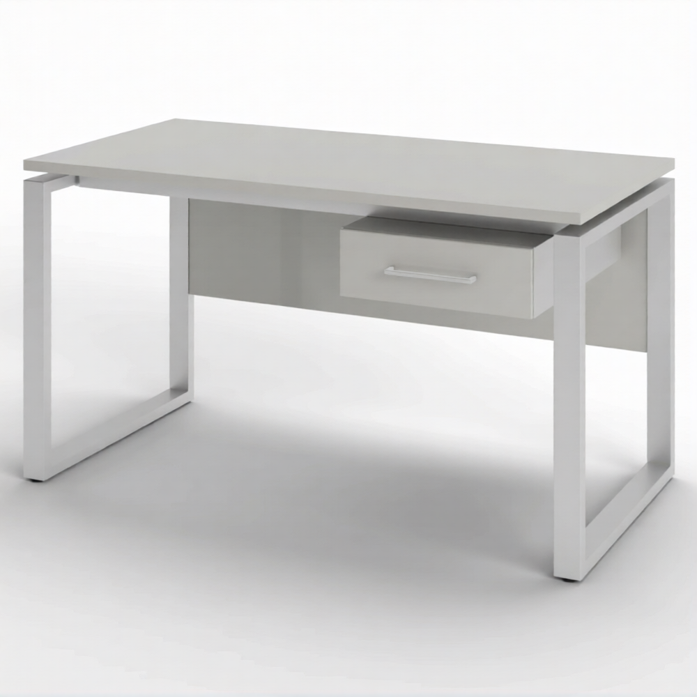 Стол рабочий 1 ящик СрТ-21 (тип 2) (1400х700х750) (столешница ЛДСП серый, каркас серый)