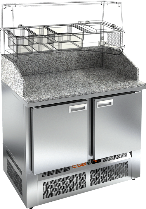 Стол охлаждаемый для пиццы HICOLD PZE3-11/GN с гранитной столешницей без витрины