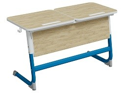 Стол 2-местный школьный 3-5 г/р "Логика" с раздельным наклоном столешницы 0-15° (дуб "Бардолино", м/к белый/синий)