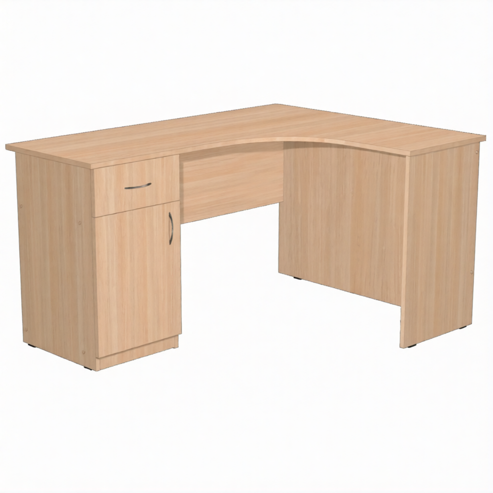 Стол рабочий угловой со встроенной тумбой СРУ-1 (ЛДСП дуб молочный)