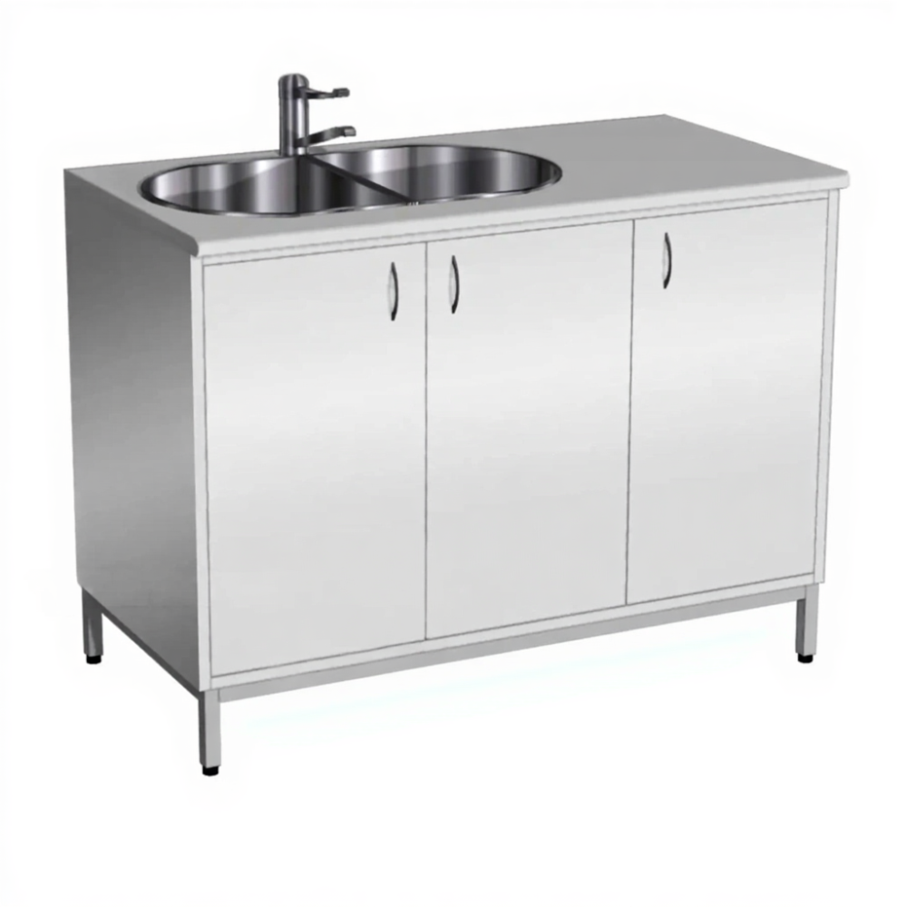 Стол-мойка СТм-106 «Стандарт» 1200 (корпус металл серый, столешница постформинг серый, каркас серый)