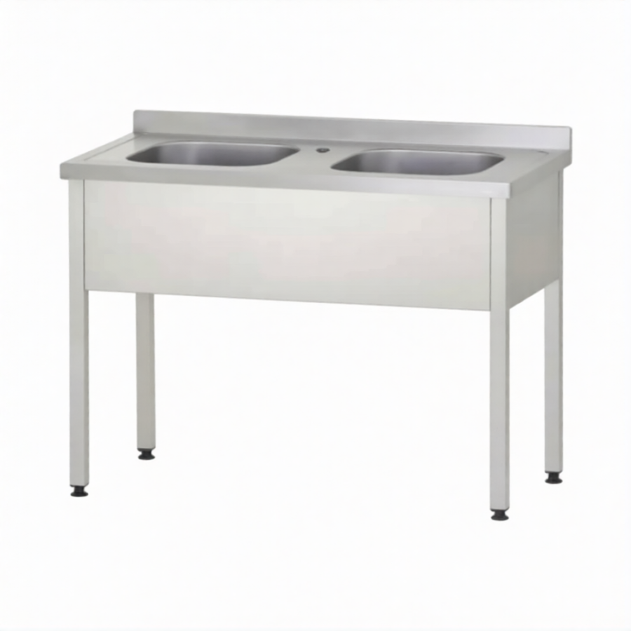 Ванна моечная ВМЦп 860х1200х600  2 м/о 250х500х400, борт, отв. д/смесит.