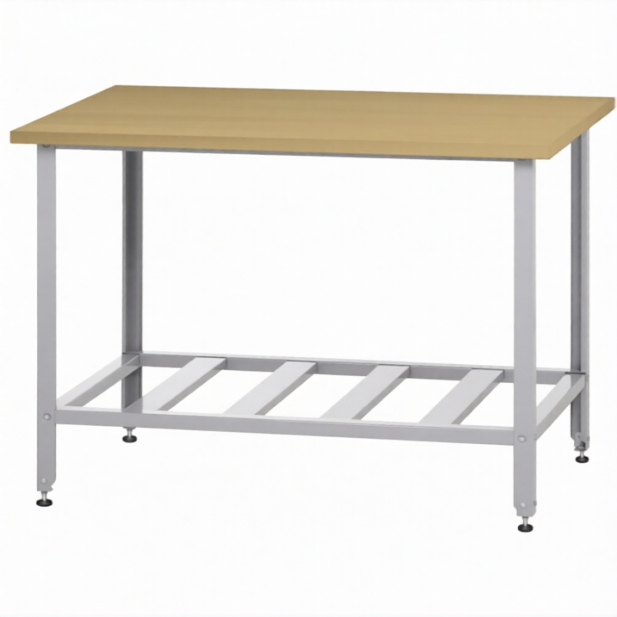 Стол кондитерский СПРн 860х1500х700 «Norma Ral» бук/40 (полка-решетка, ножка угловая)