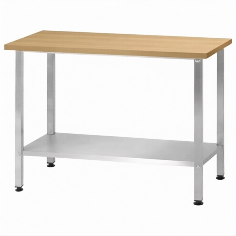 Стол кондитерский СПРн 860х1500х800 «Norma Inox» бук/40 (полка сплошная; ножка проф., тр. 40х40)