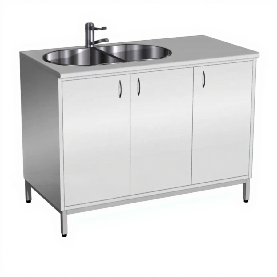 Стол-мойка СТм-106 «Стандарт» 1200 (корпус металл серый, столешница постформинг серый, каркас серый)